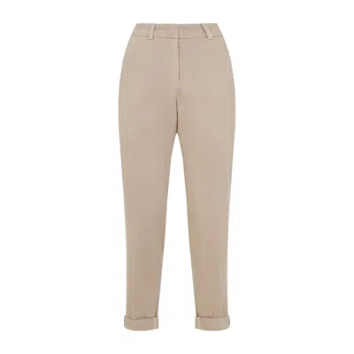 PESERICO PESERICO COTTON-ELASTANE TROUSERS WITH TAPERED FIT