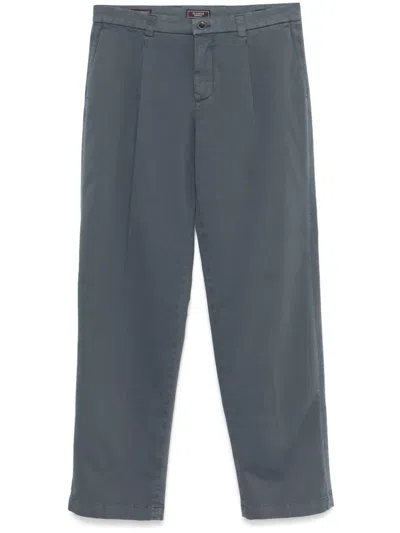 Peserico Cotton Gabardine Trousers In Blue