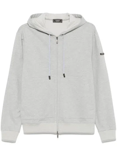 Peserico Cotton Jersey Hoodie In Grey