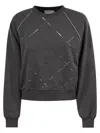 Peserico Cotton Jersey Sweatshirt With Light Point In Dark Grey
