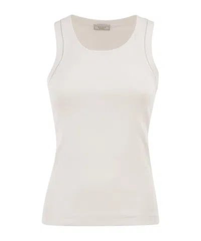 Peserico Cotton Jersey Vest Top With Shiny Thread In White