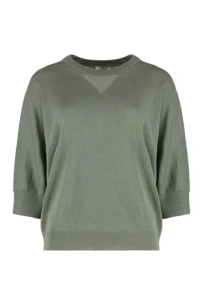 Peserico Cotton-linen Sweater In Green