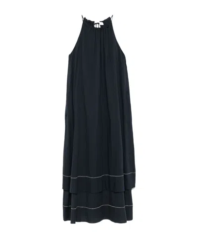 Peserico Cotton Midi Dress In Black