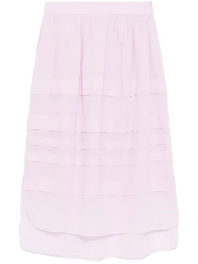 Peserico Cotton Midi Skirt In Purple