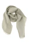 Peserico Cotton, Modal, Linen And Lurex Blend Triple Veil Stole In Green