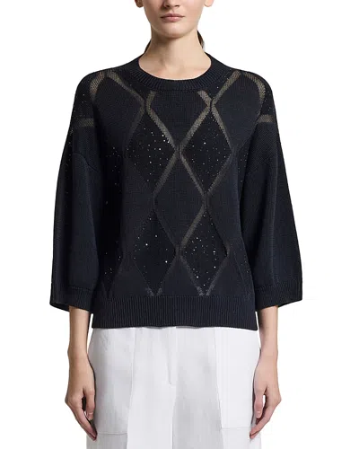Peserico Cotton Paillette Sweater In Black