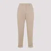 Peserico Beige Stretch Cotton Pants With Turn-up Hems In Neutral