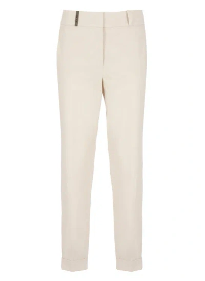 Peserico Cotton Pants In Neutrals