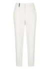 Peserico Cropped Logo-patch Trousers In White