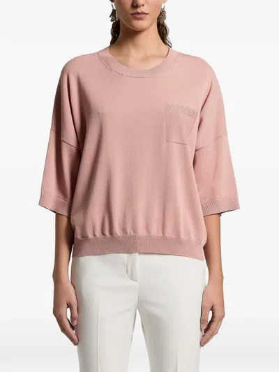 Peserico Cotton Pocket Sweater In Pink