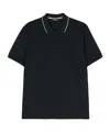 Peserico Ribbed Cotton Polo Shirt With Contrast Trim In Black