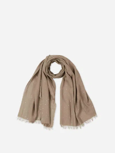 Peserico Sequin Fringed Scarf In Brown
