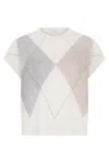 Peserico Diamond-pattern Short-sleeve Top In Multi