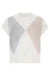 Peserico Diamond-pattern Short-sleeve Top In White