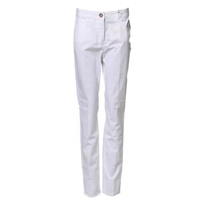 Pre-owned Peserico Cotton Skinny Mid Waist Chino Trouser Women's Pants () In White