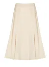 Peserico Flared Cotton Skirt Elastic Waistband In Neutral