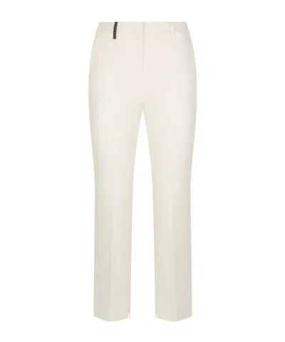 Peserico Cotton Slim-fit Pants In White