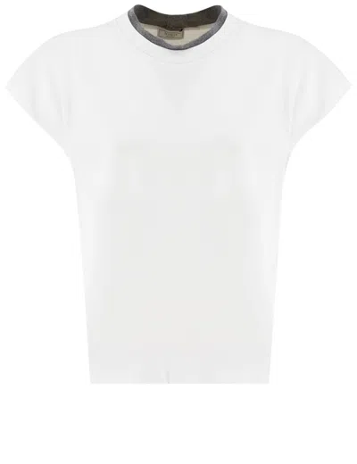 Peserico Cotton T-shirt With Unique Crew Neck