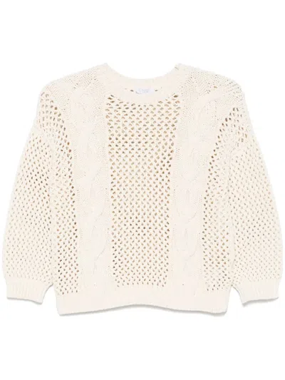 Peserico Cotton Tricot Sweater In Neutrals