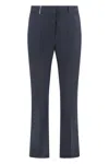 Peserico Navy Blue Cotton Blend Trousers In Blue