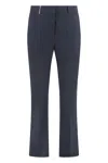 Peserico Navy Blue Cotton Blend Trousers In Blue