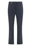 Peserico Navy Blue Cotton Blend Trousers In Blue