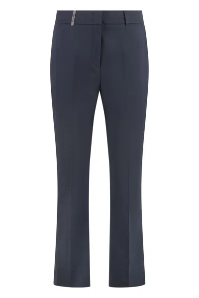 Peserico Cotton Trousers In Blue