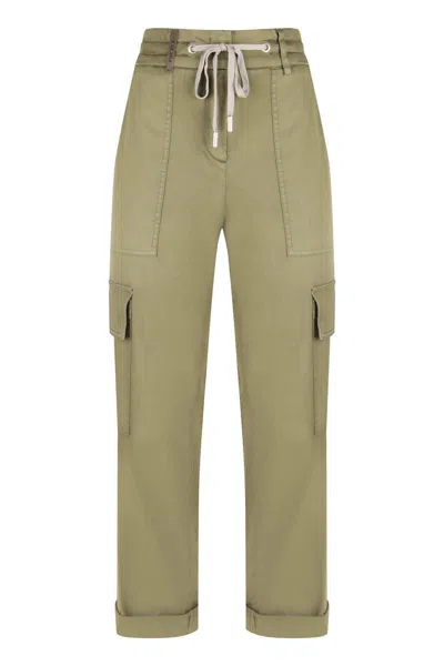 Peserico Cotton Trousers In Green