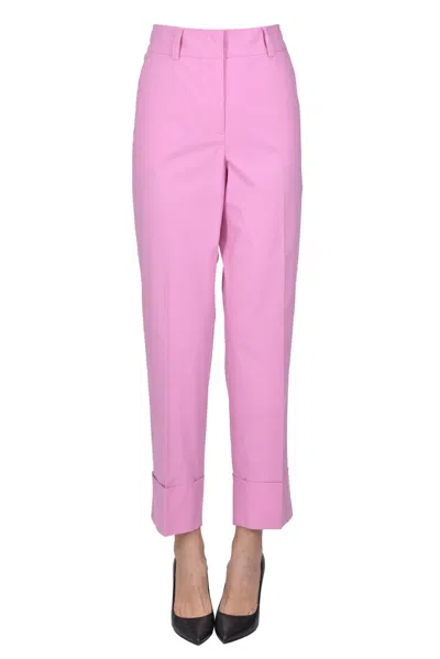 Peserico Cotton Trousers In Pink