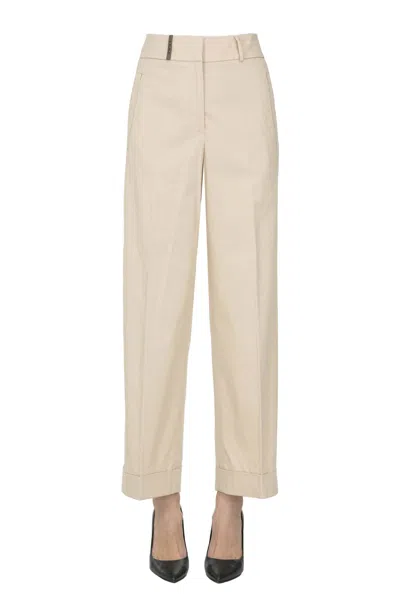 Peserico Cotton Trousers In Neutral