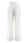 Peserico Side-slit Cropped Stretch Pants In White