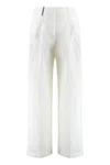 Peserico Side-slit Cropped Stretch Pants In White