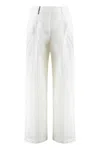 Peserico Side-slit Cropped Stretch Pants In White