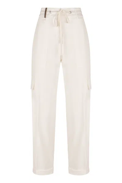 Peserico Cotton Trousers In Neutrals