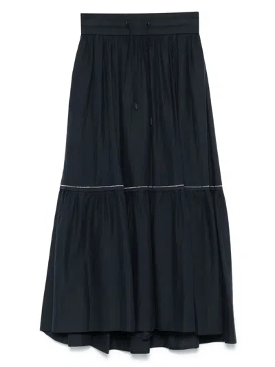 Peserico Cotton Voile Maxi Skirt In Blue