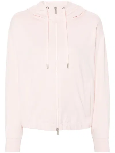 Peserico Cotton Zip-up Hoodie In Pink