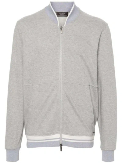 Peserico Cotton Zipped Sweatshirt In Grey