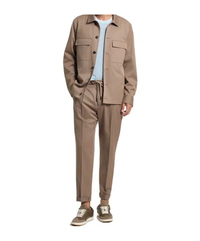 Peserico Cotton-blend Twill Overshirt In Brown