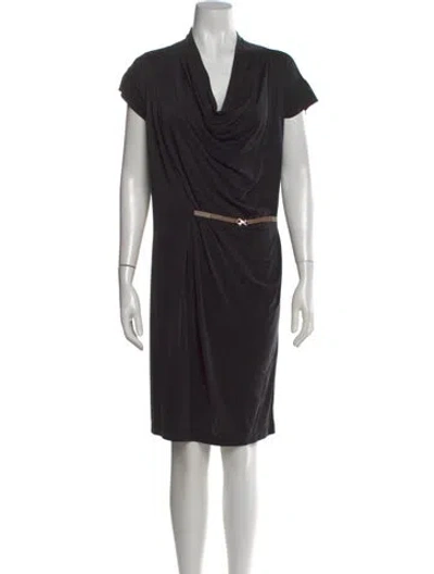 Pre-owned Peserico Cowl Neck Knee-length Dress In Black