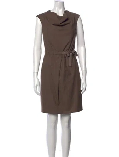 Pre-owned Peserico Cowl Neck Knee-length Dress In Brown