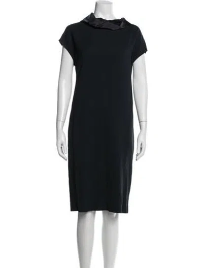 Pre-owned Peserico Cowl Neck Knee-length Dress W/ Tags In Blue