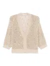 Peserico Sequin-embellished Cotton Cardigan In Beige