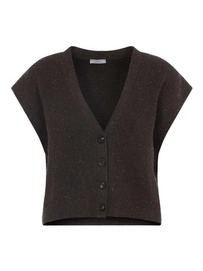 PESERICO LUREX SLEEVELESS CARDIGAN