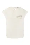 Peserico Women's Crepe De Chine Top With Sequin Pocket In White