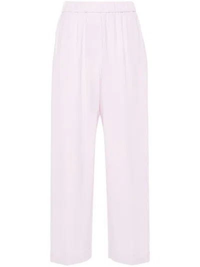 Peserico Crepe Wide-leg Trousers In Purple