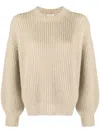 Peserico Crew-neck Cable-knit Jumper In Brown