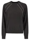 Peserico Crew Neck Jumper With Bright Details In Black