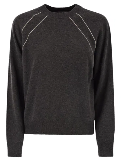 PESERICO CREW NECK JUMPER WITH BRIGHT DETAILS