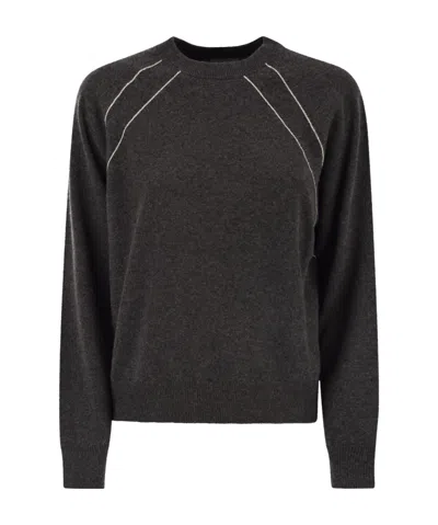 PESERICO CREW NECK JUMPER WITH BRIGHT DETAILS