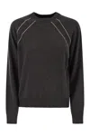 Peserico Crew Neck Jumper With Bright Details In Blue